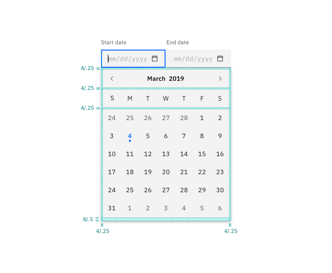 Spacing for date picker Spacing for date picker
