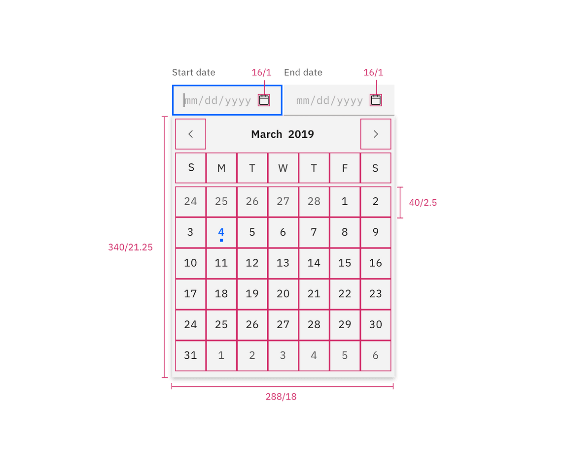 Structure for date picker Structure for date picker