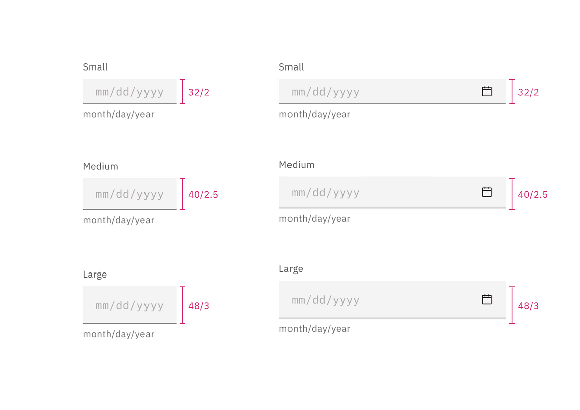 Sizes for simple and single date calendar sizes Sizes for simple and single date calendar sizes
