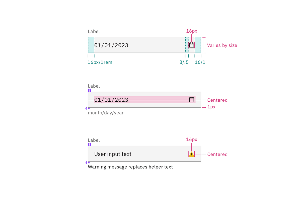 Structure for date picker inputs Structure for date picker inputs